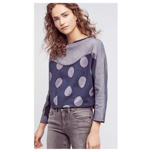 Anthropologie Blue Polka Dot Metallic Sweater